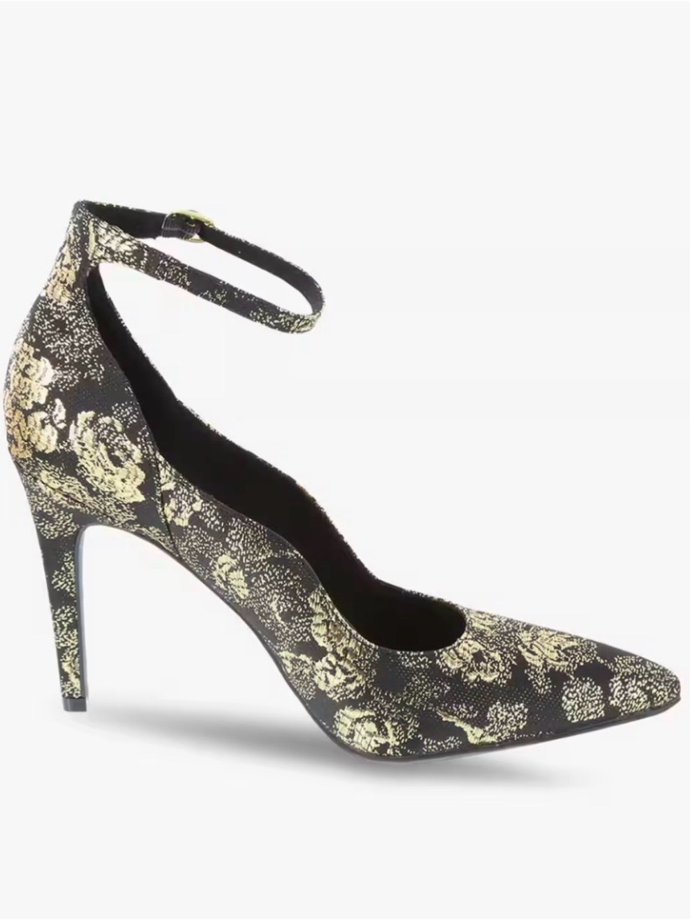 CHRISTIAN SIRIANO by Payless Pointy-Toe Jacquard Stilettos with Ankle Strap
